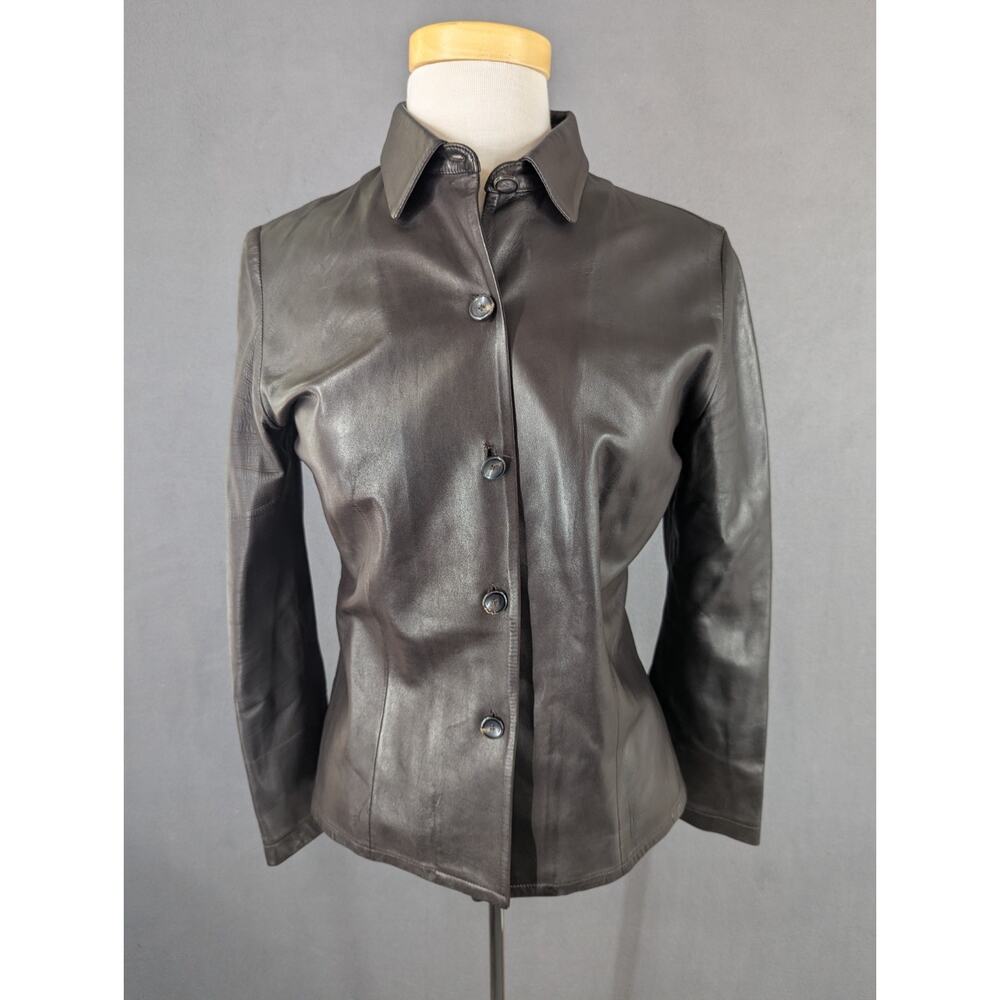 Bosselli Studio Leather Jacket Womens Size 8 Brown Italy Soft Vintage